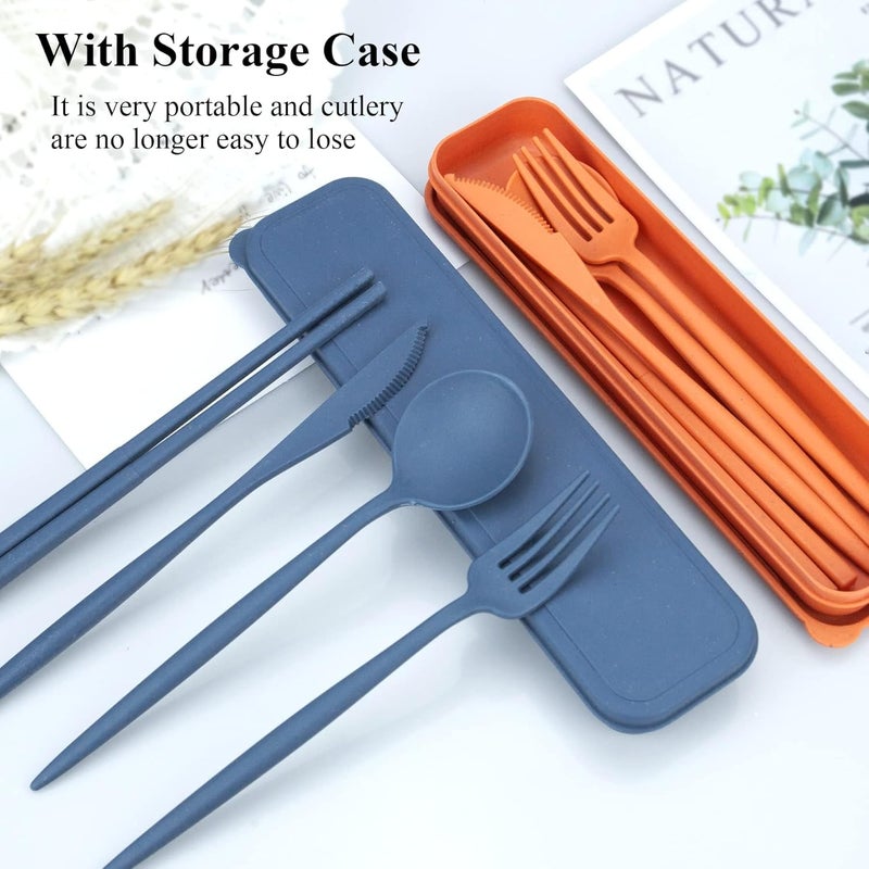 Bukela Travel Utensils with Case, 4 Sets Portable Cutlery Set Chopsticks Knives Fork and Spoon for Lunch Box Accessories, Camping Flatware Sets for Daily Use or Outdoor (4 Colors) - Image 4